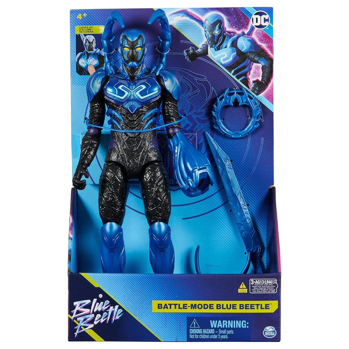 Battle mode blue beetle action figure in packaging with accessories