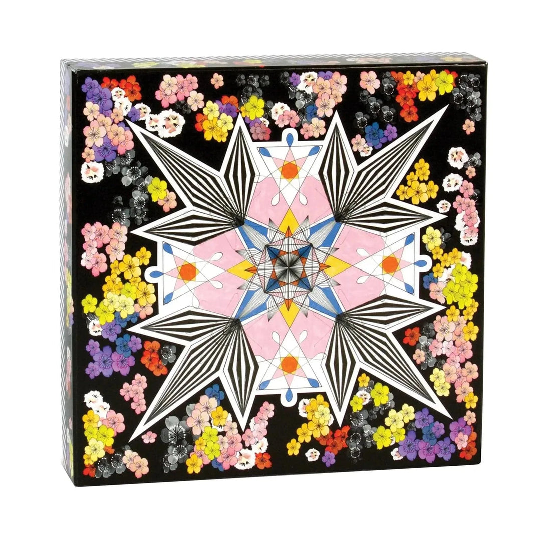 Christian Lacroix design with flowers and geometric shapes double sided jigsaw puzzle