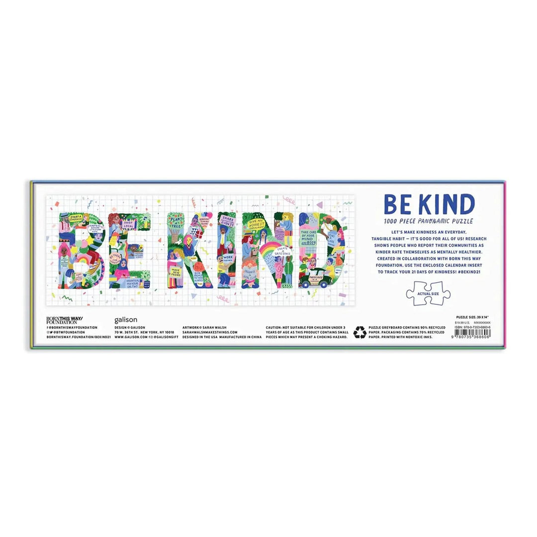 Back of the box of Be Kind 1000 pieces jigsaw puzzles