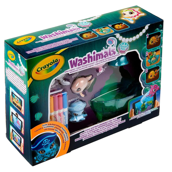 Box packaging of Washimals Ocean Pets glow in the dark lagoon play set