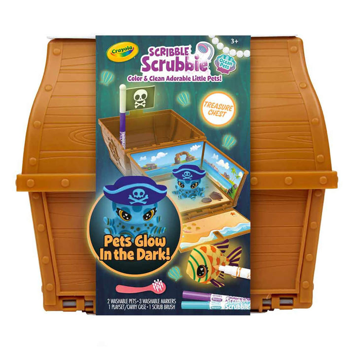 Crayola Scribble Scrubbie Treasure Chest with packaging on a white background
