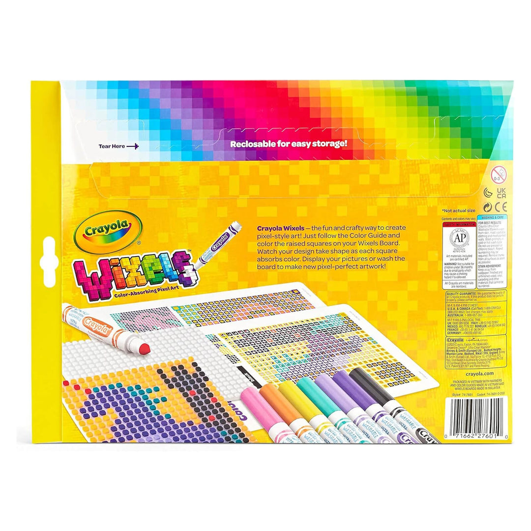 Back of the packaging of Crayola Wixels pixel art for kids