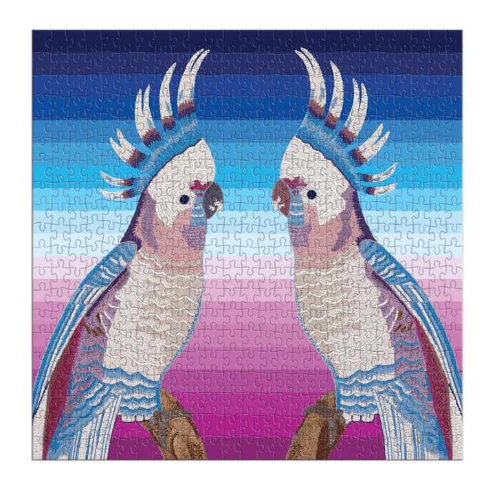 parrot puzzle completed on white background