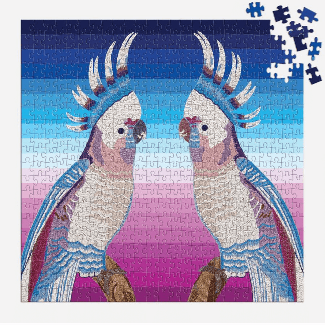 parrot puzzle with pieces incomplete at top right corner