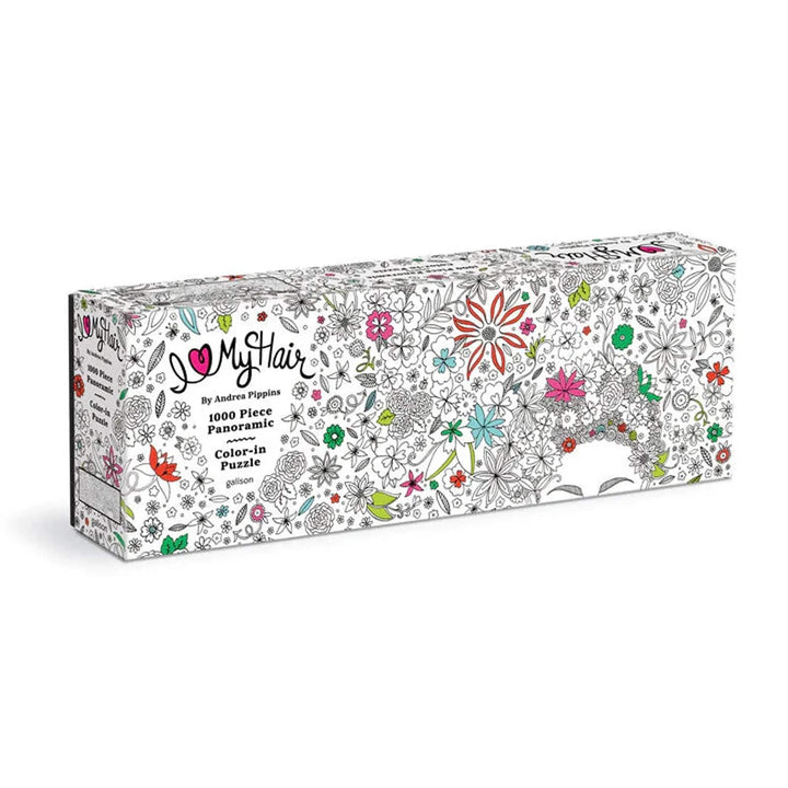 Flowers in your hair colouring in panoramic jigsaw puzzle with 1000 pieces