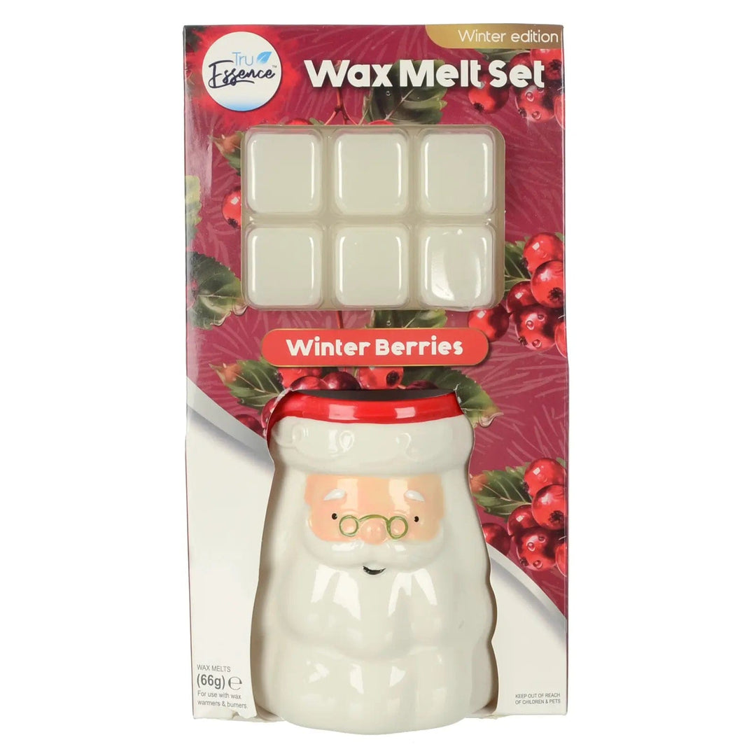 Wax melt set with ceramic Santa burner and 6 wax melts with winter berries fragrance