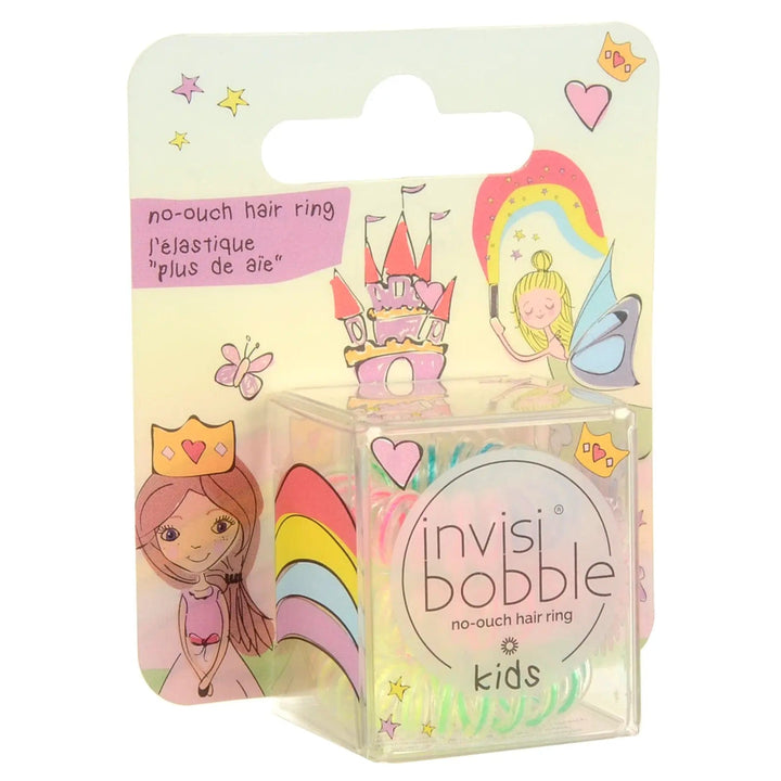 Pack of invisibobbles no ouch hair rings in rainbow colours for kids