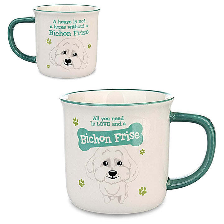 Wags & Whiskers Dog Mug Novelty Design Slogan Stoneware Bichon Frise