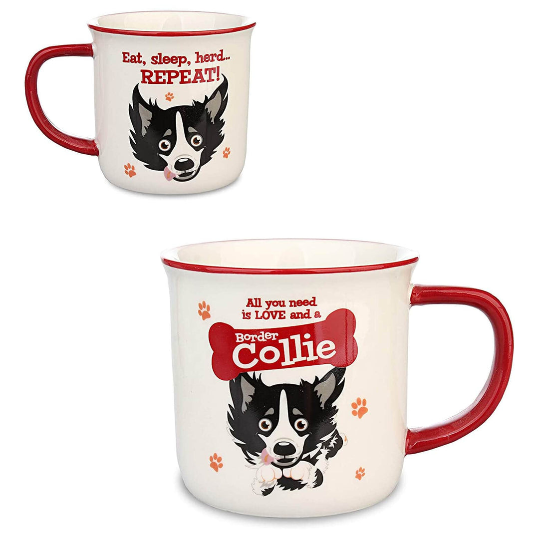 Wags & Whiskers Dog Mug Novelty Design Slogan Stoneware Border Collie