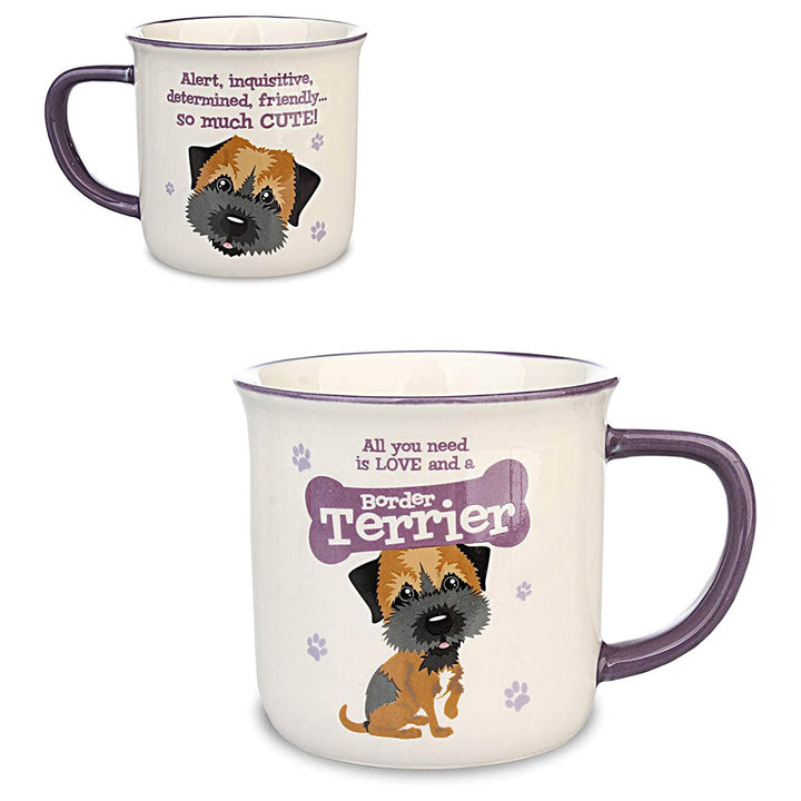 Wags & Whiskers Dog Mug Novelty Design Slogan Stoneware Border Terrier