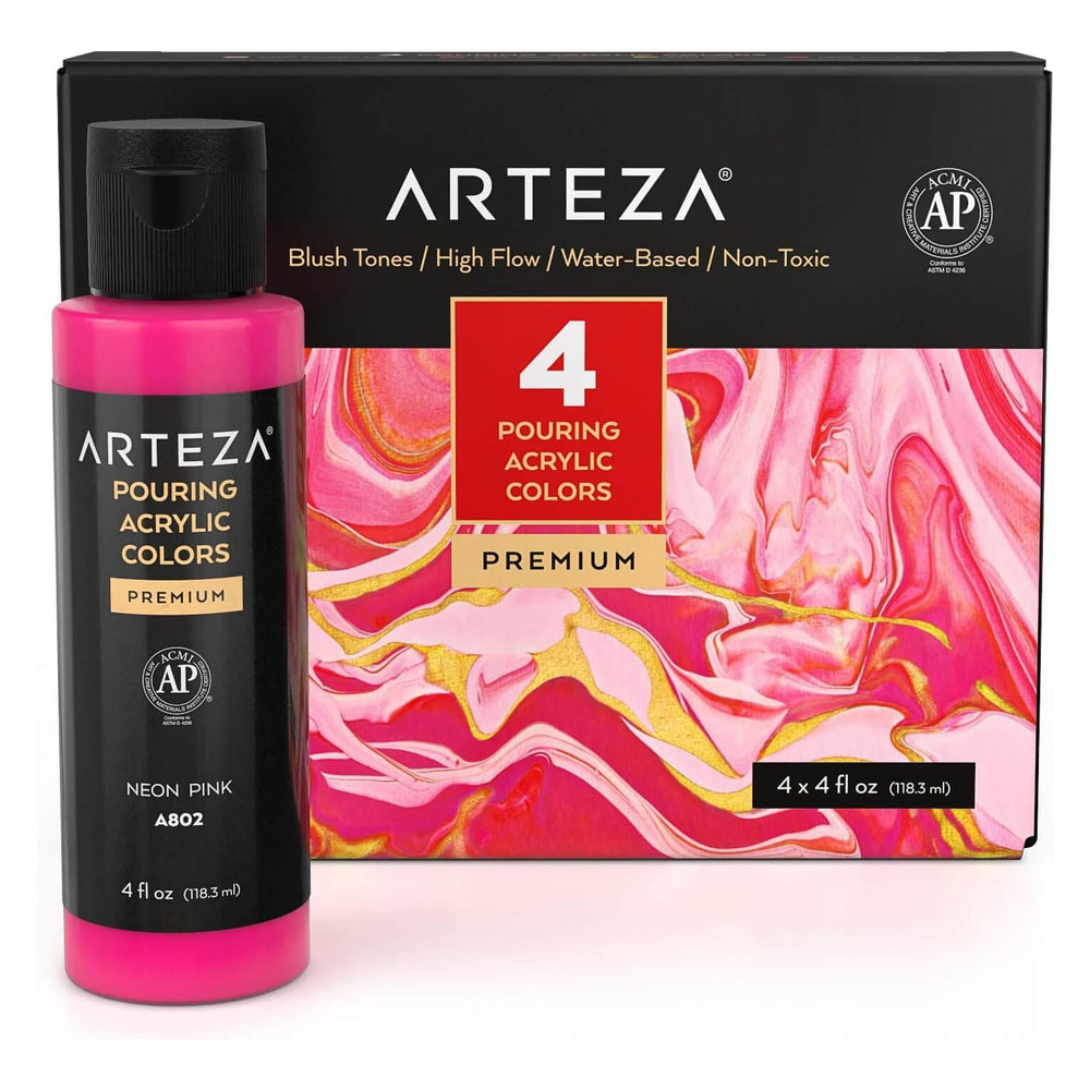 Arteza Set Of 4 Pouring Acrylic Paint Ready To Use Bottles 118ml Blush