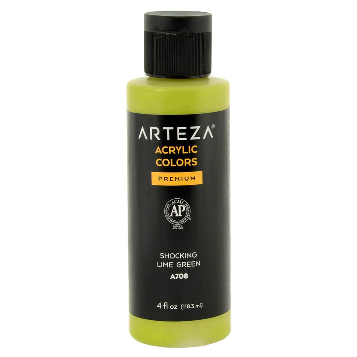 Shocking Lime Green A708 Arteza Acrylic Colour Paint in a 118ml bottle