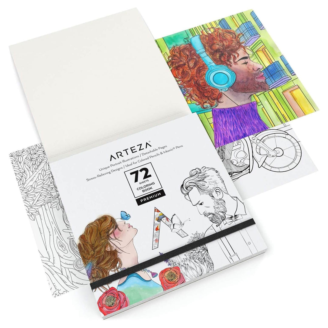 Arteza Adults Colouring Book Portrait Illustrations 72 Sheets 16cm