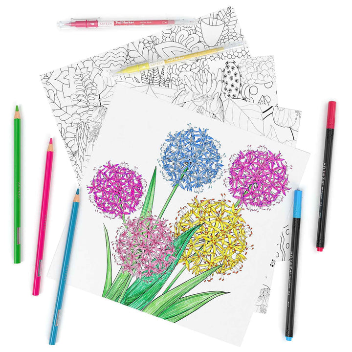 Arteza Adults Colouring Book Floral Designs 50 Sheets 23.9cm