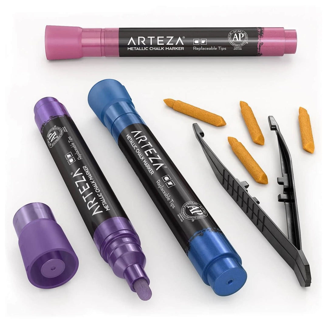 Arteza Premium Liquid Metallic Chalk Markers Washable Pack Of 8