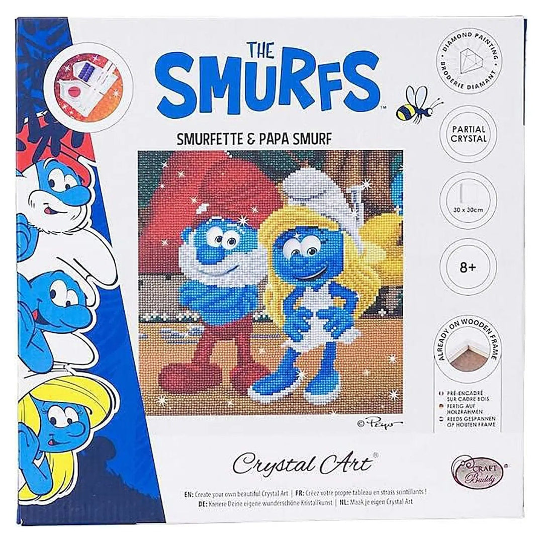 Smurfette and Pap Smurf DIY crystal Art Kit with wooden frame for diamond painting arts and crafts