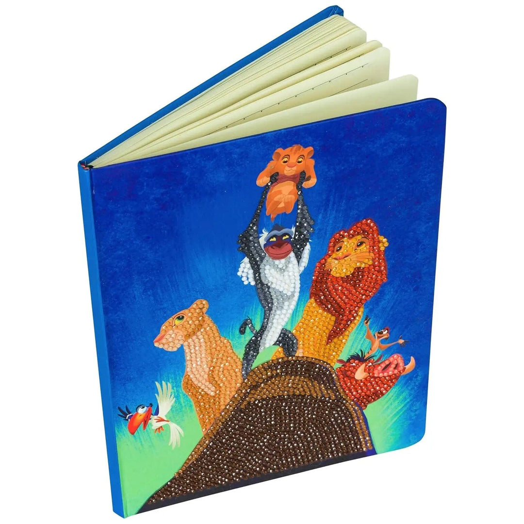 Lion King notebook open to show lined pages