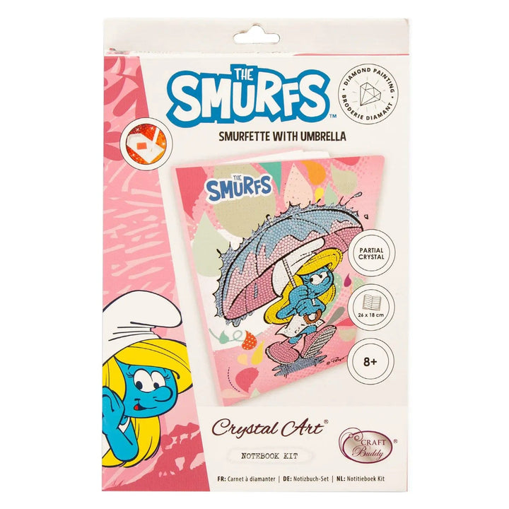 Smurfette with Umbrella make your own Crystal Art Notebook Kit