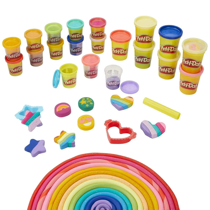 Brightly coloured Play-doh with glitter and metallic colours