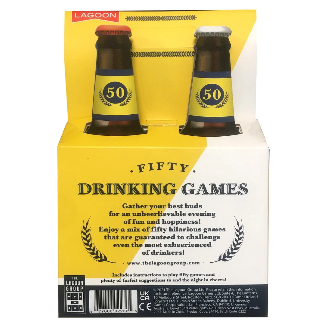 back of the pack of fifty drinking games from Lagoon Games