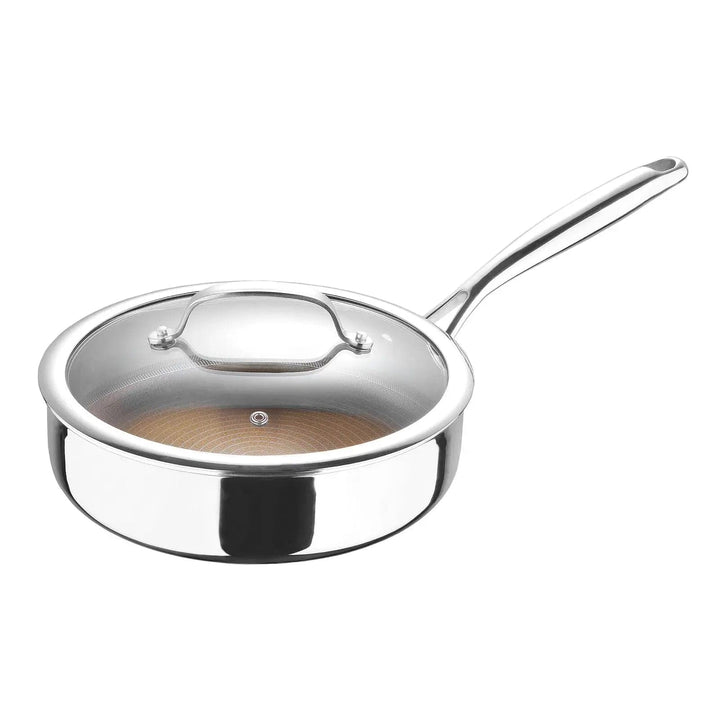 MasterPro Non-Stick Saute Pan With Glass Lid Deep Sides Gold 26cm