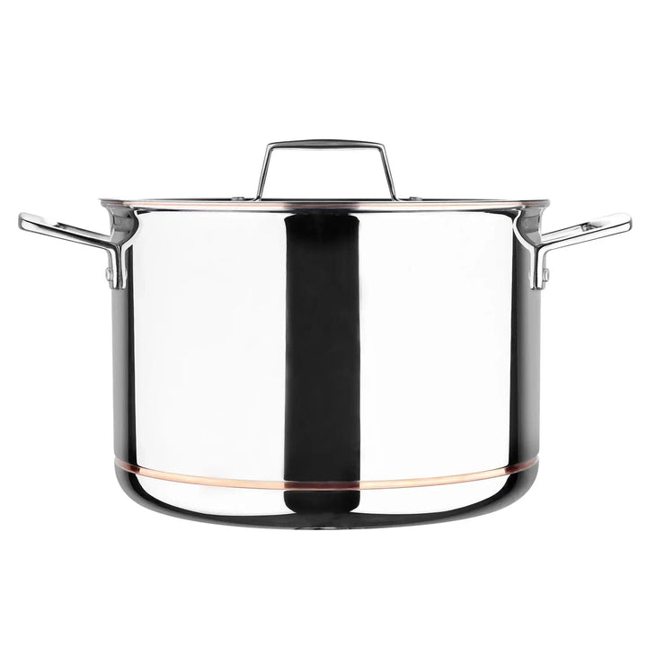 Side view of a 7.6 Litre capacity stock pot for cooking stews, sauces and large family meals