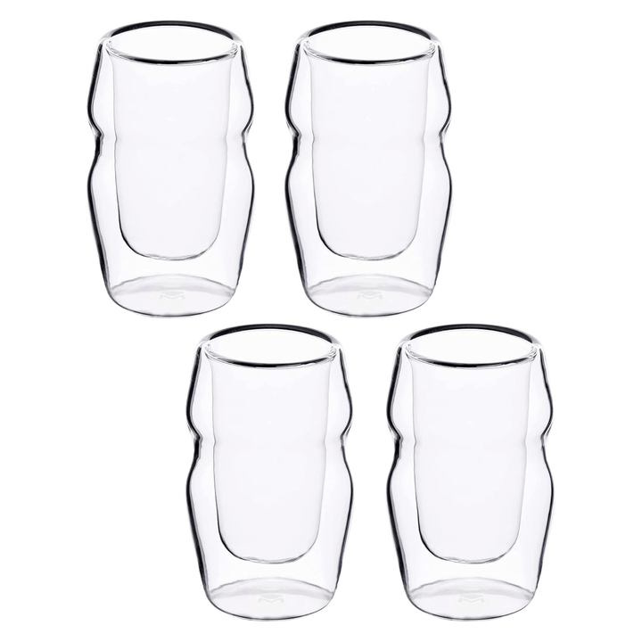 set of 4 double wall borosilicate shot glasses