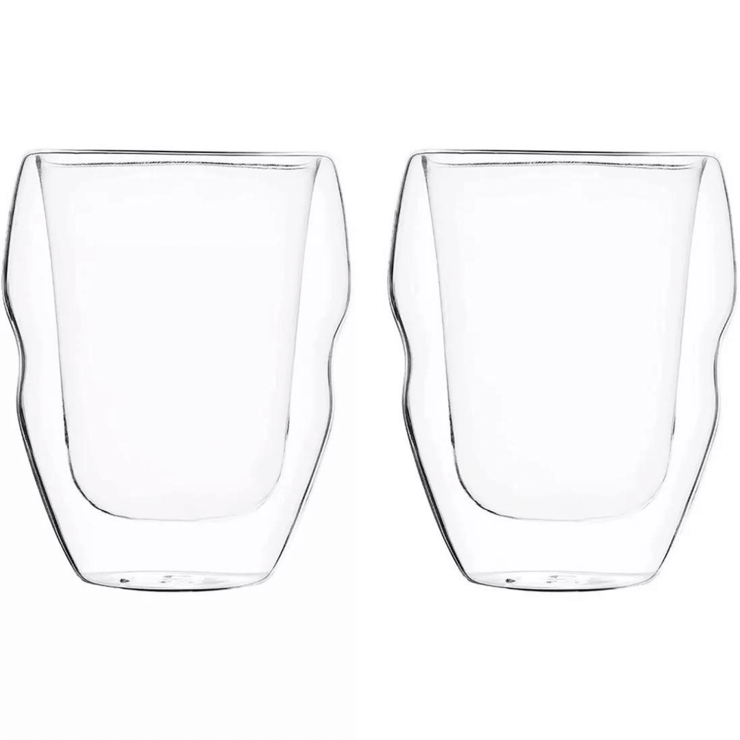 pair of double walled borosilicate rock glass tumblers