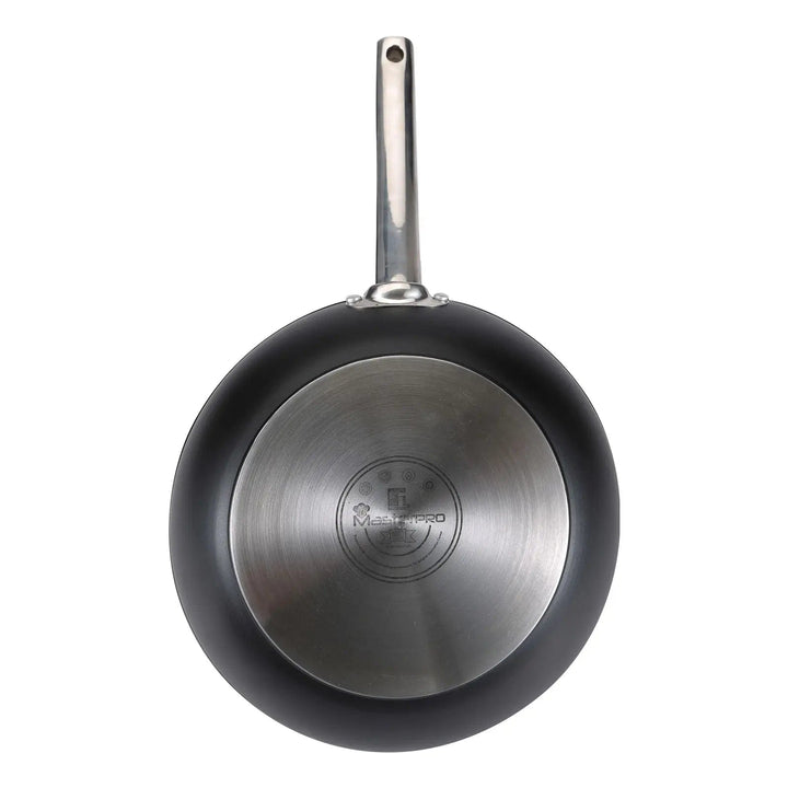 Base of MasterPro aluminium 28cm wok in black and silver