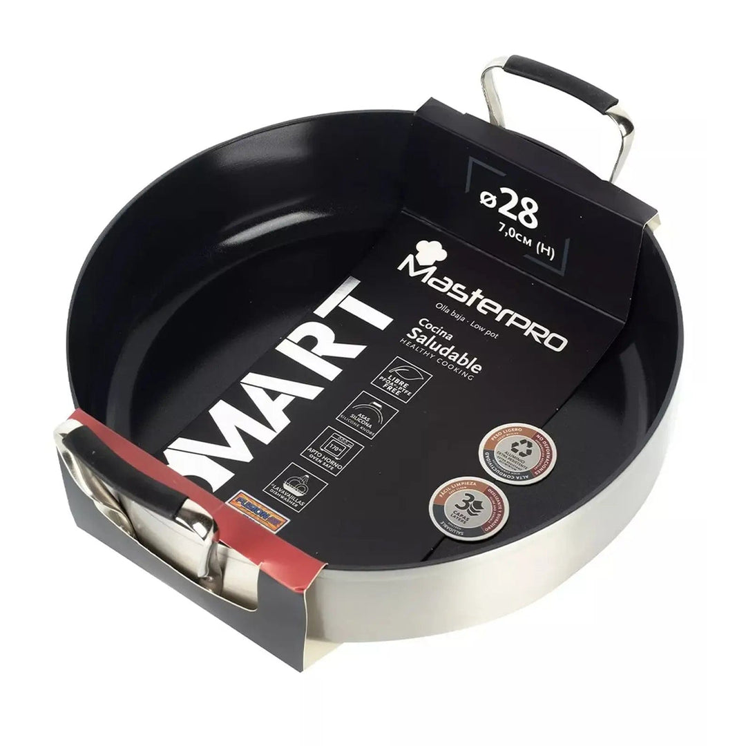 MasterPro Smart Low Pot Shallow Pan with 2 handles for paella dishes