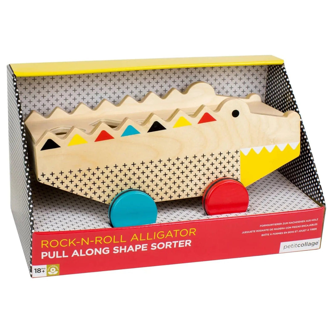 Rock n Roll alligator pul along shape sorter toy in its box packaging