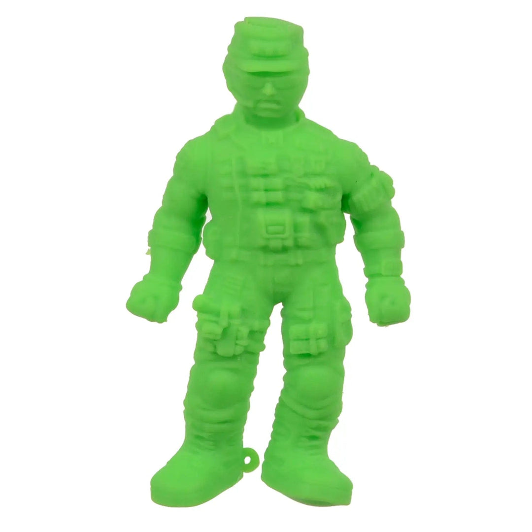 Green stretchy toy soldier figure fidget anxiety reliever