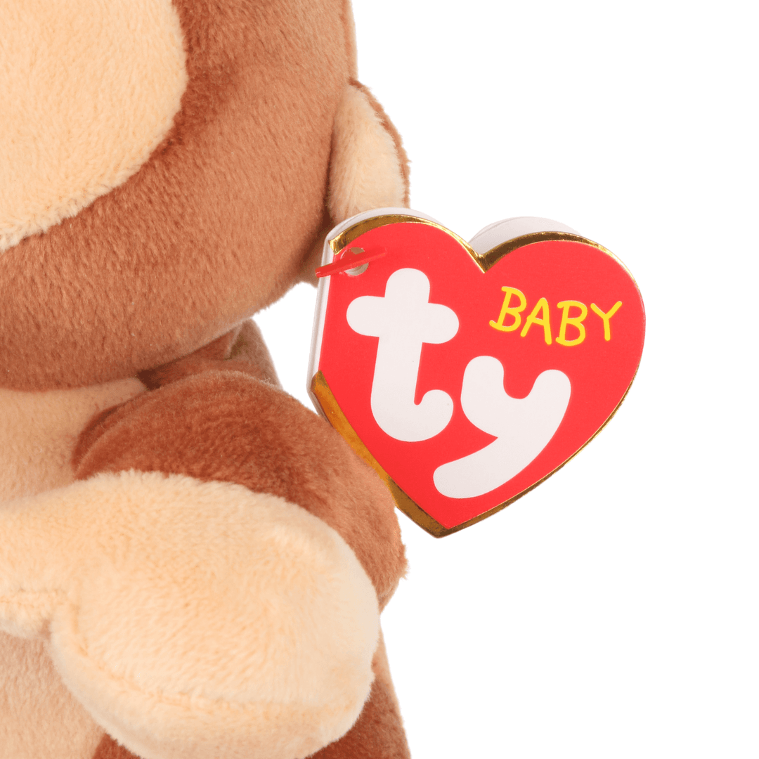 detail hot of ty baby tag on monkeys ear