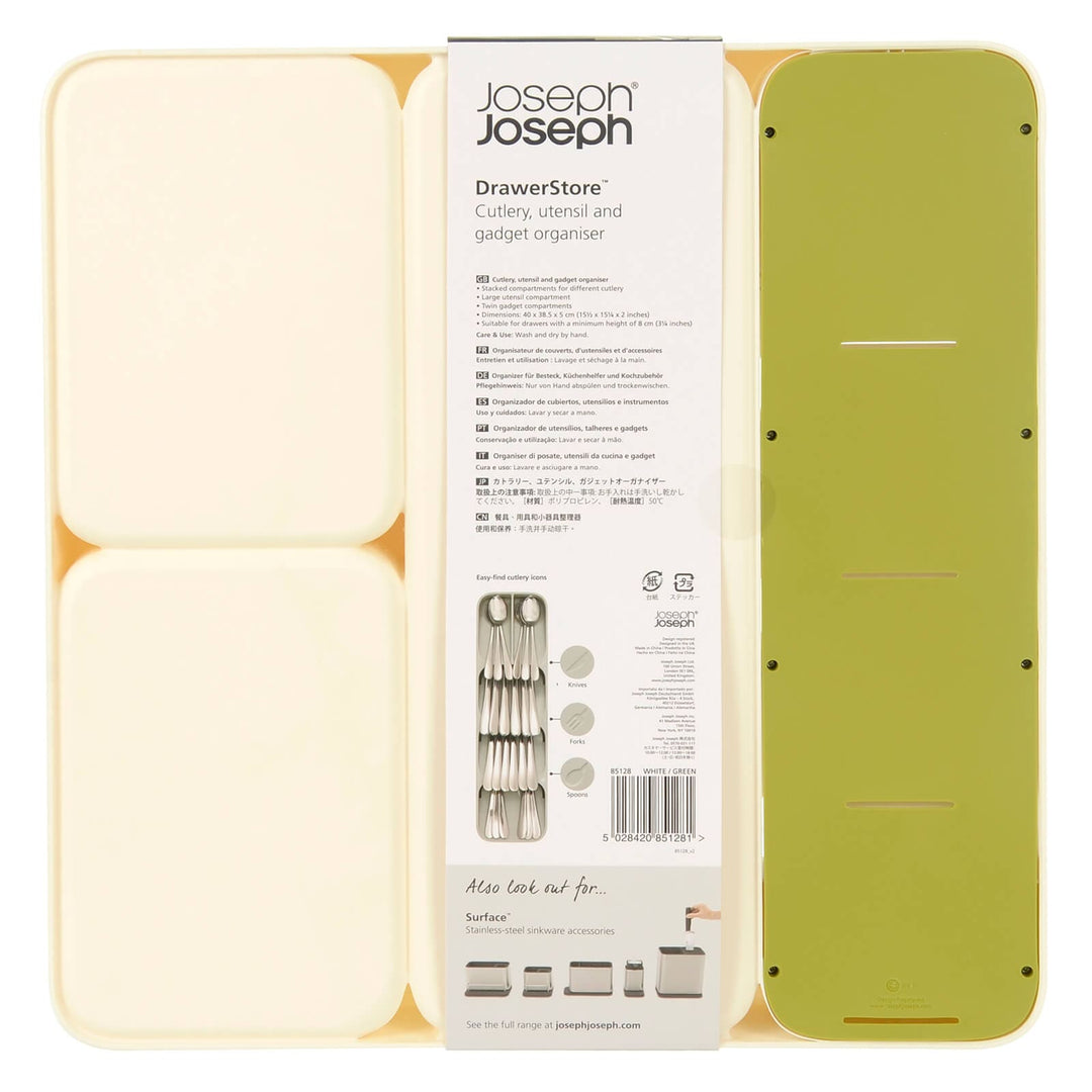 Joseph Joseph Drawer Organiser Tray Cutlery Utensils Cream/Green