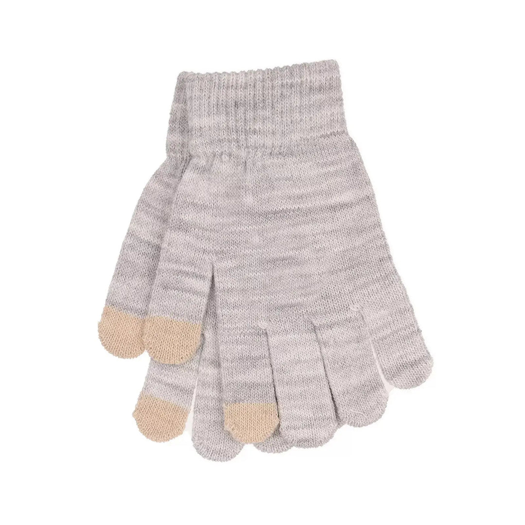 Kids grey touchscreen gloves in stretch knit fabric