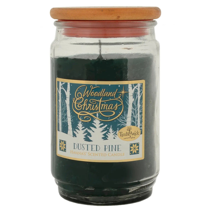 Large Dusted Pine Scented Woodland Christmas candle with wooden lid