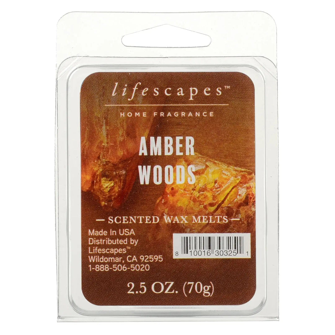 Pack of Amber Woods scented wax melts from lifescapes