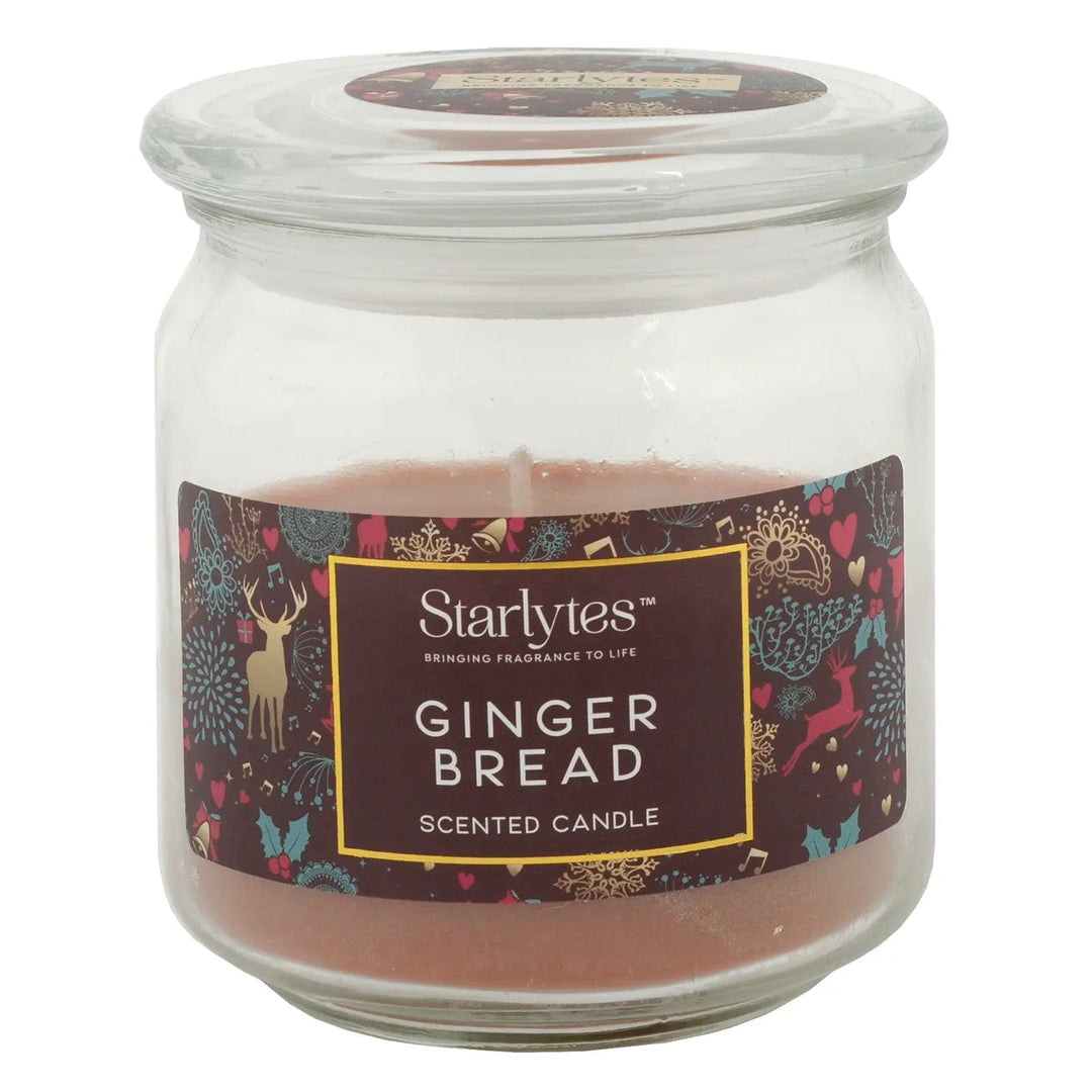 Gingerbread scented Christmas candle in glass jar with lid