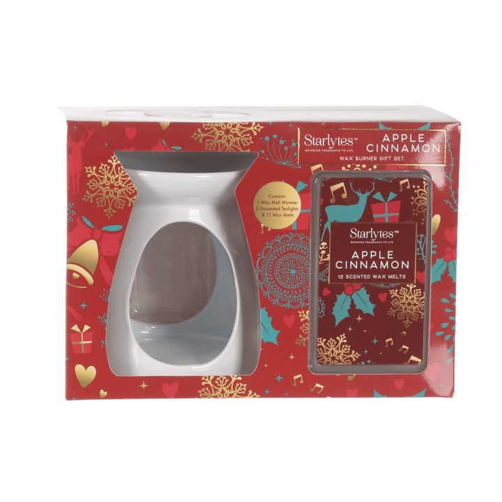 front view of apple cinnamon wax burner gift set