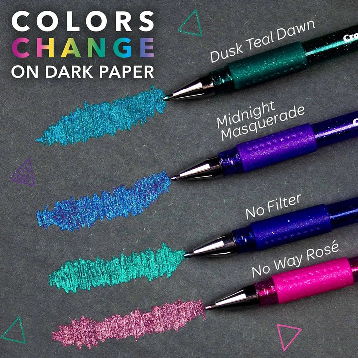 Gel pens that change colour on dark paper