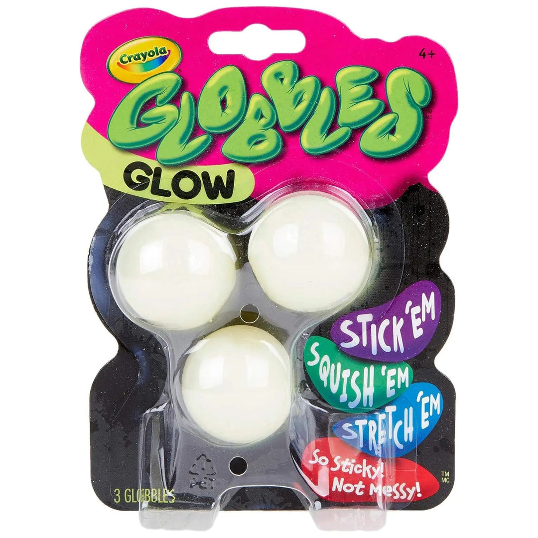 Pack of 3 glow in the dark Globbles to stick, squish and stretch