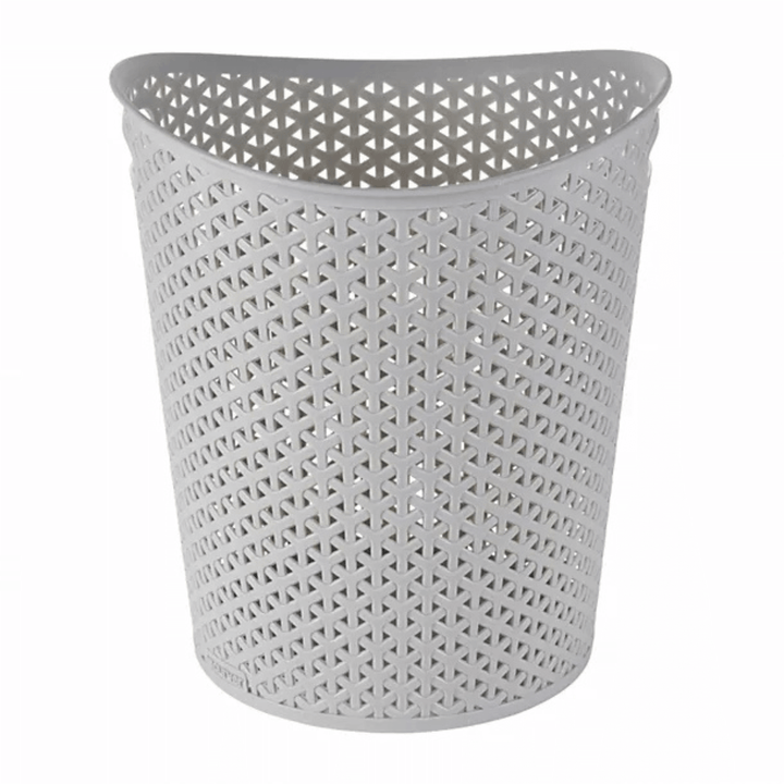 side view of basket bin with rattan pattern design