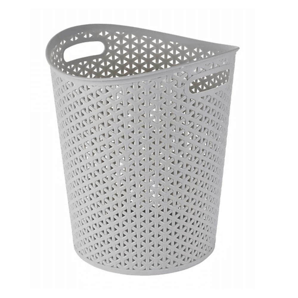 curver light grey rattan effect waste paper basket bin
