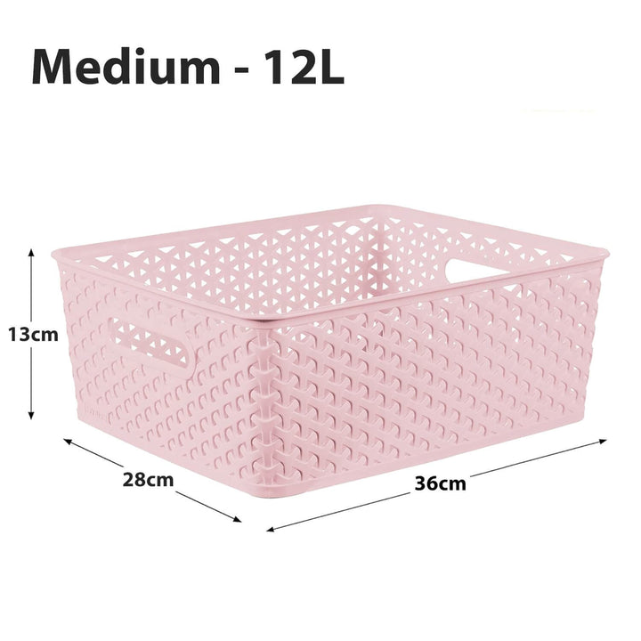 Medium size pink storage basket with dimensions