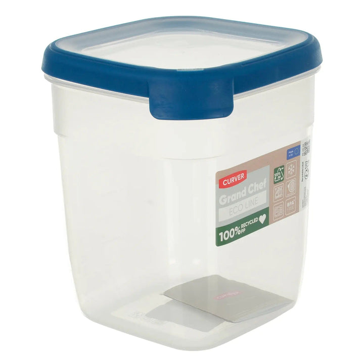 Curver Grand Chef Eco Line tall square food storage container with blue seal lid