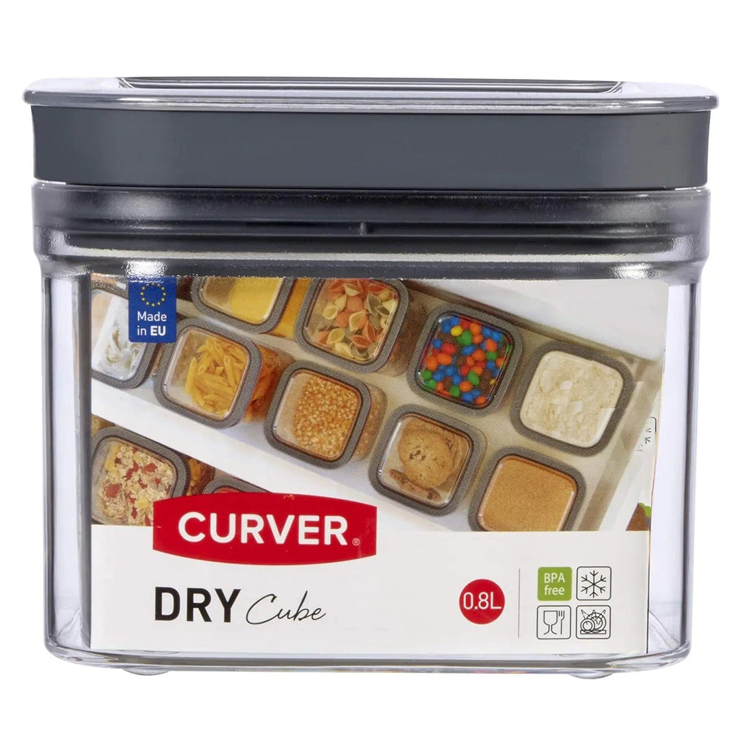 0.8L Curver Dry Cube food storage container with grey lid for dried goods