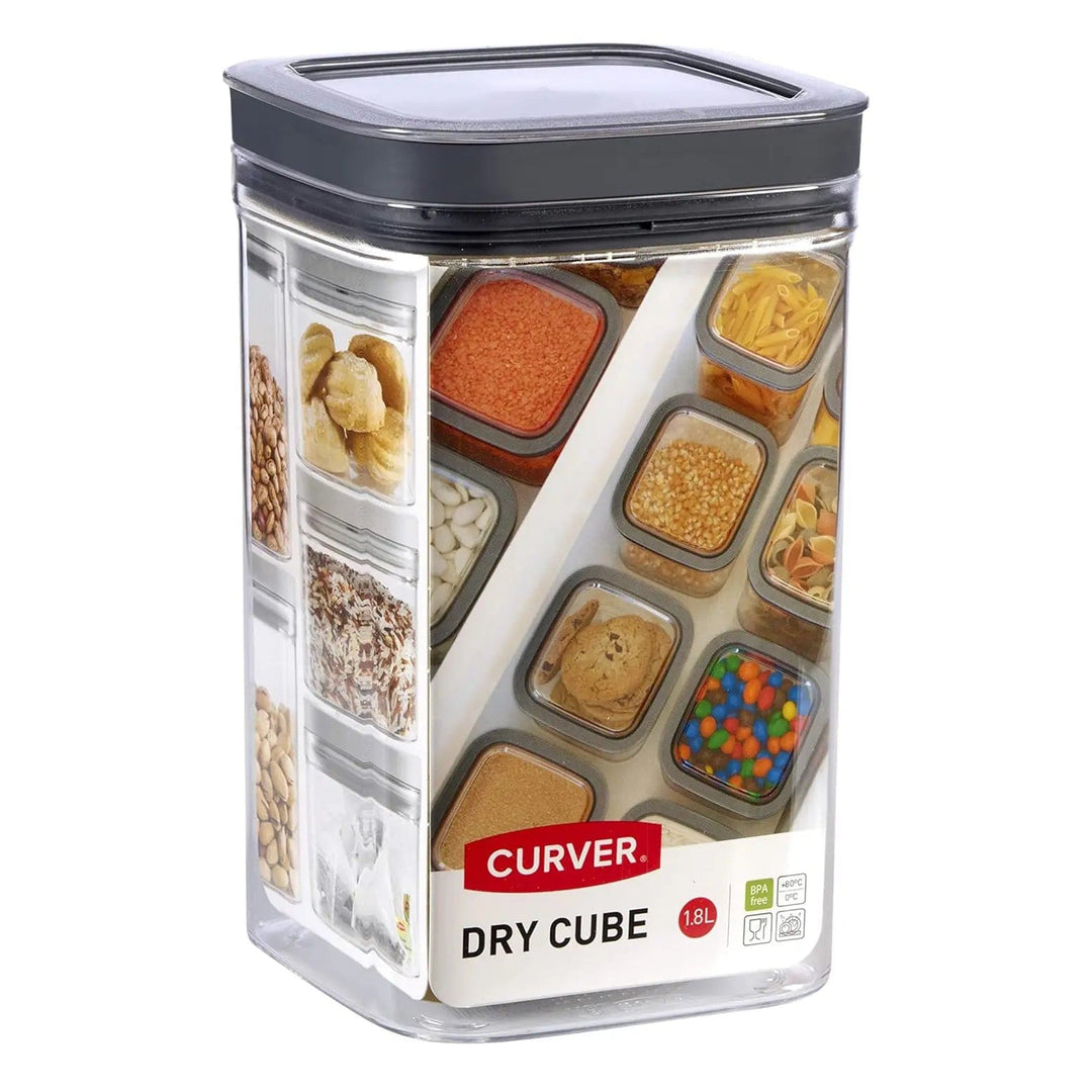 1.8L Curver Dry Cube food storage container with grey lid for dried goods