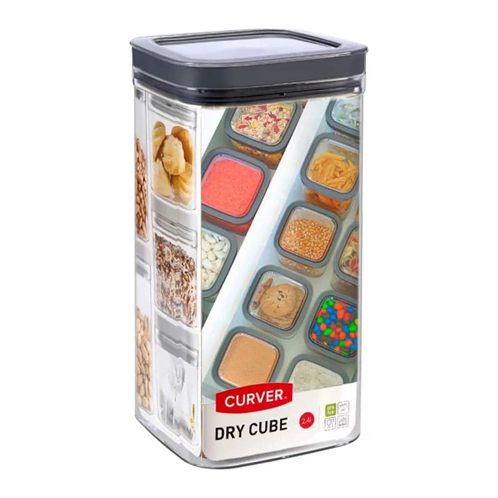 2.4L Curver Dry Cube food storage container with grey lid for dried goods