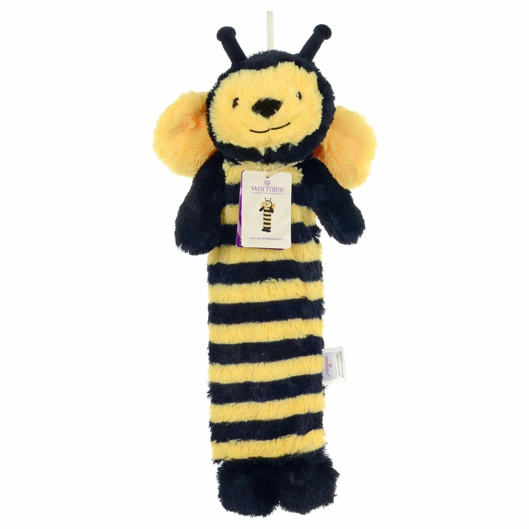 Bumblebee long hot water bottle with plush cover