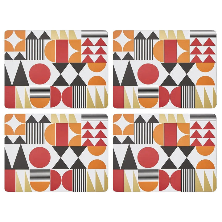 Set of 4 retro geometric design placemats